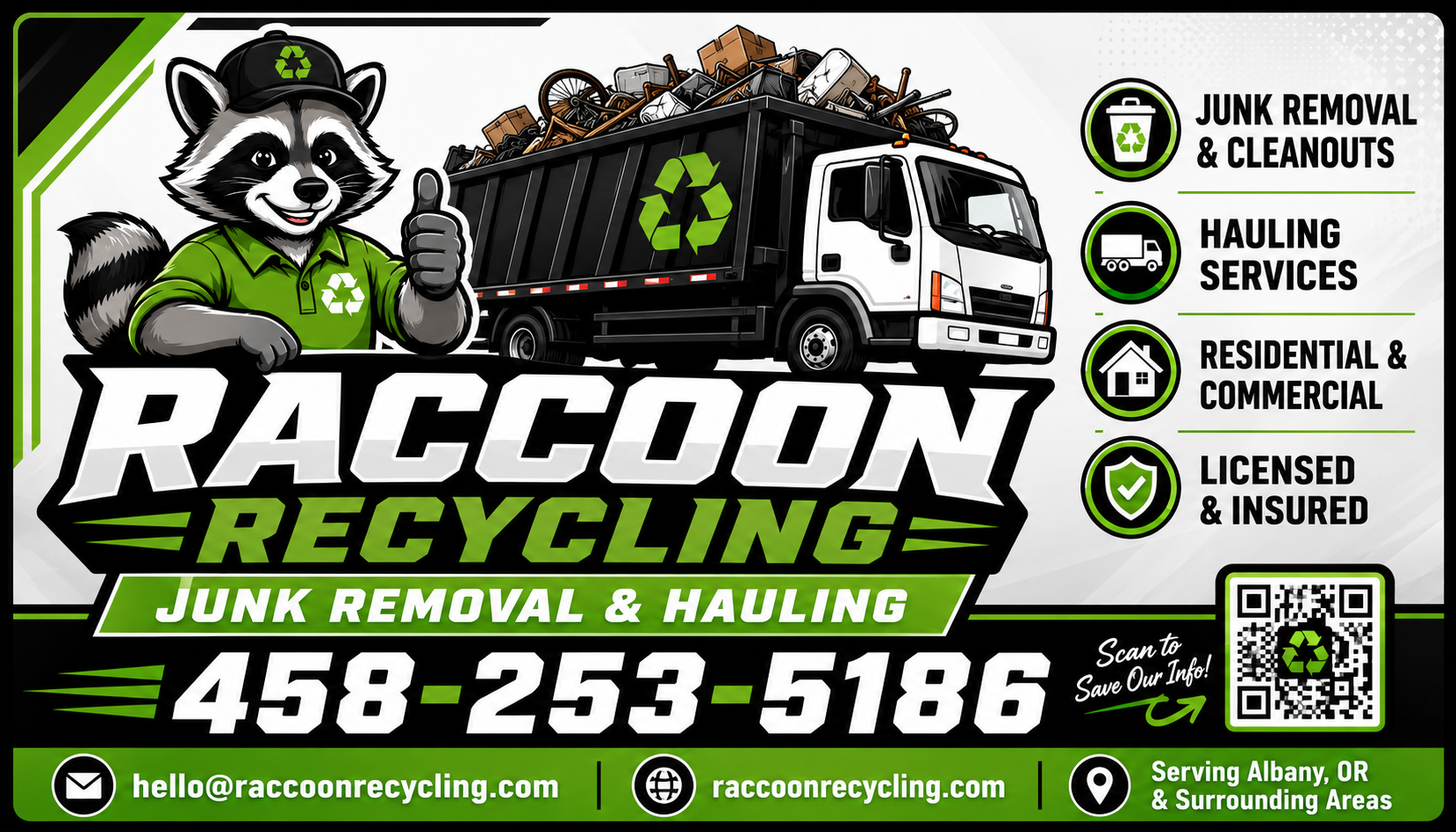 Raccoon Recycling dump trailer and hauling equipment